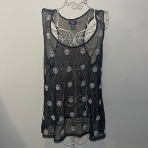 Teenage Runaway Sheer racerback skull tank top.  Size XXL like new condition